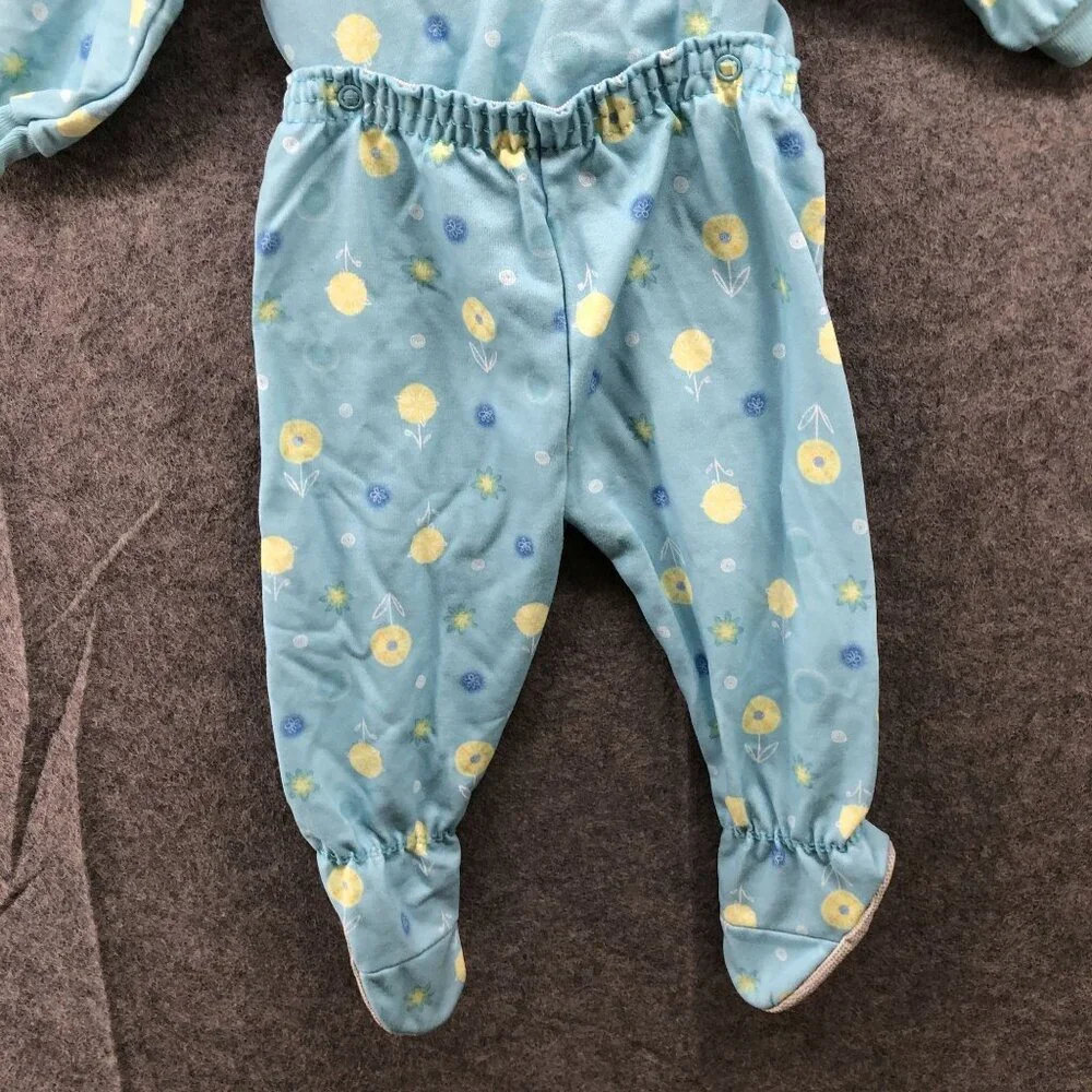 Vintage Carter's Baby 9-12M Footed One‎ Piece Blue Floral Detachable Jumpsuit